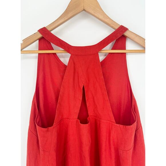 Banana Republic 100% Linen Orange High Low Sleeveless Tank Dress Size 10P - Picture 6 of 9